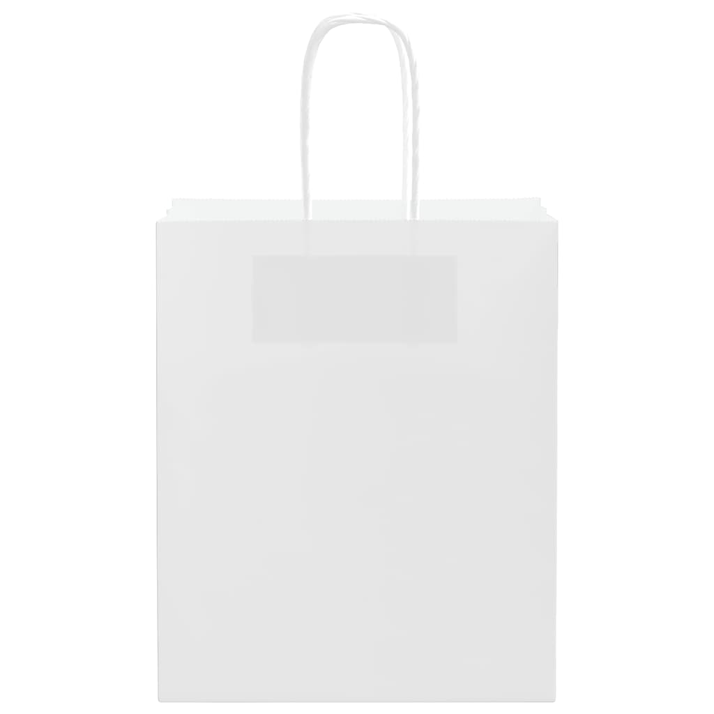 vidaXL Χάρτινες σακούλες 50 τεμάχια με χερούλια Λευκό 18x8x22 εκ.