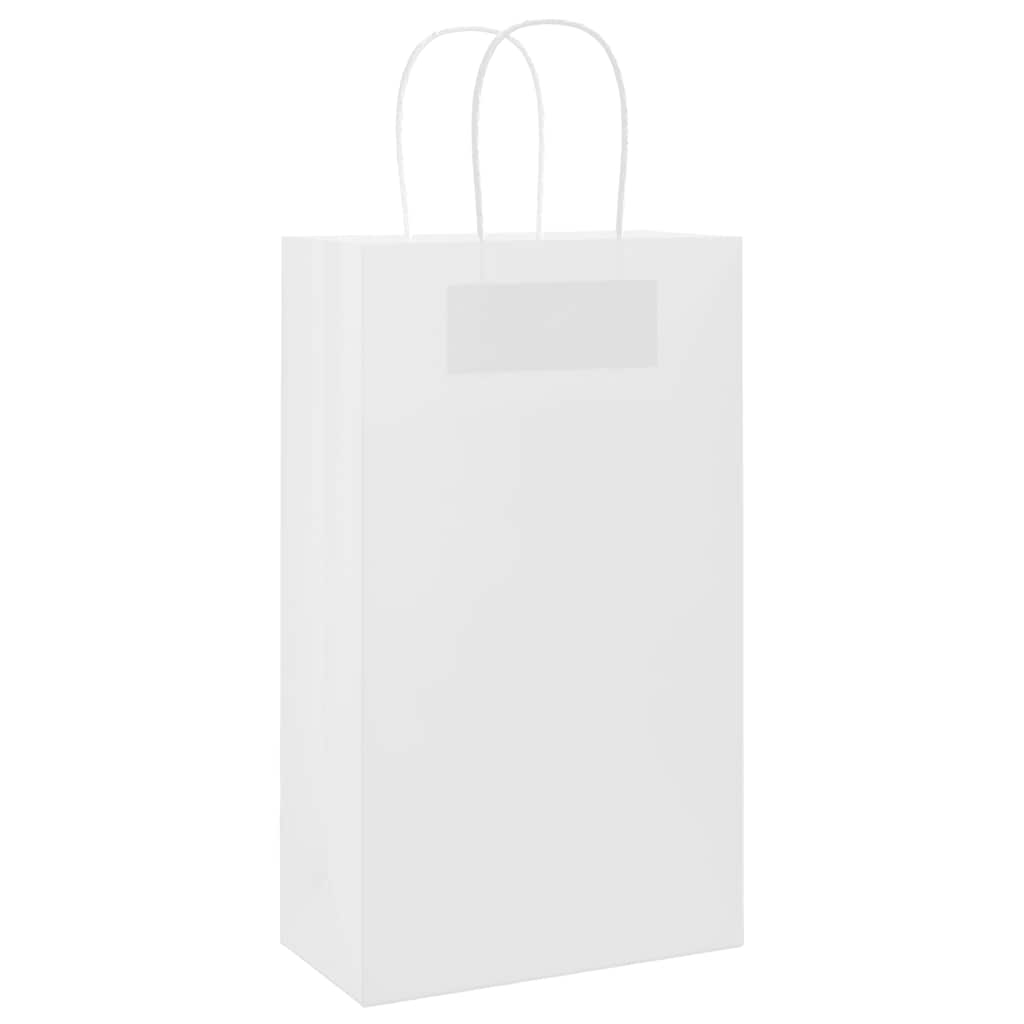 vidaXL Χάρτινες σακούλες 50 τεμάχια με χερούλια Λευκό 21x11x36 εκ.