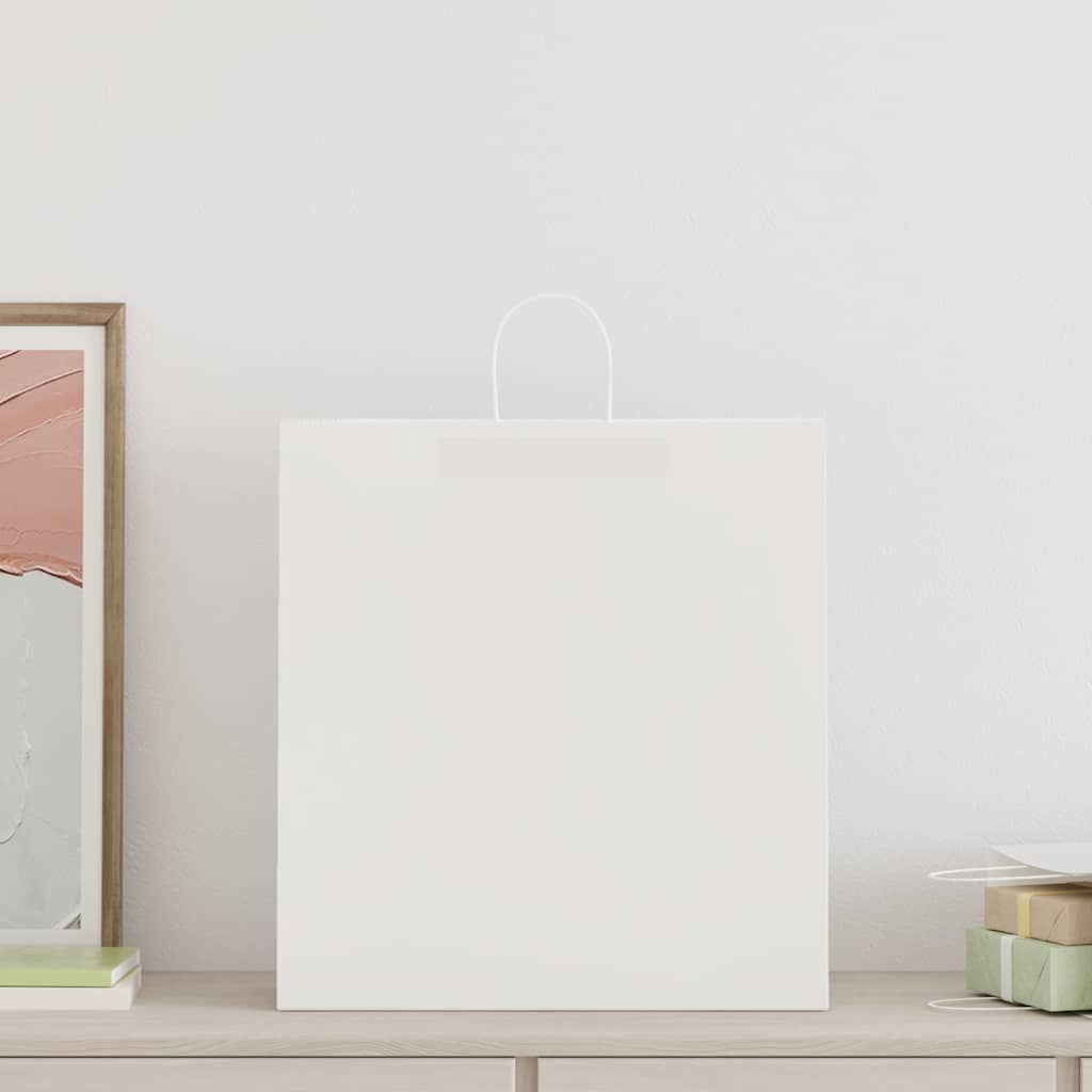 vidaXL Χάρτινες σακούλες 50 τεμάχια με χερούλια Λευκό 45x17x48 εκ.