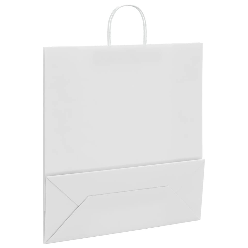 vidaXL Χάρτινες σακούλες 50 τεμάχια με χερούλια Λευκό 45x17x48 εκ.