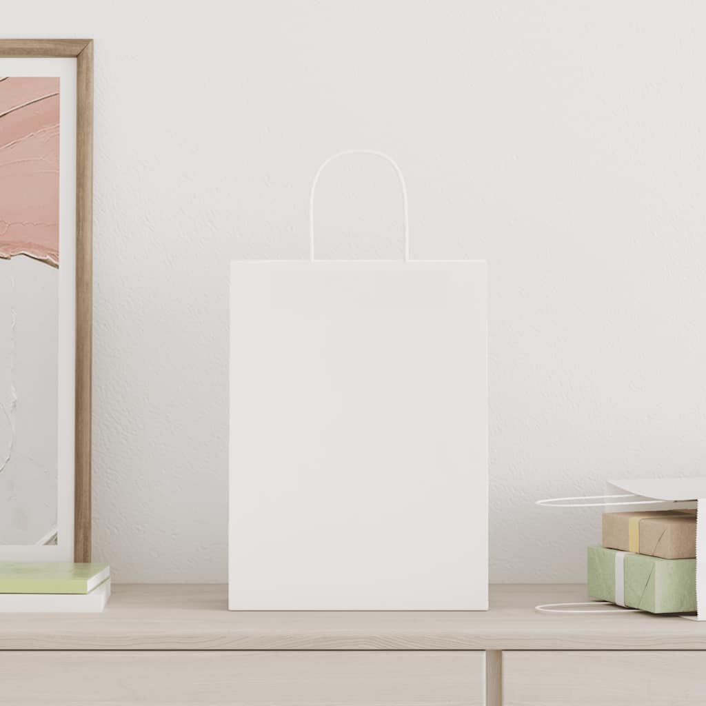 vidaXL Χάρτινες σακούλες 250 τεμάχια με χερούλια Λευκό 26x12x35 εκ.