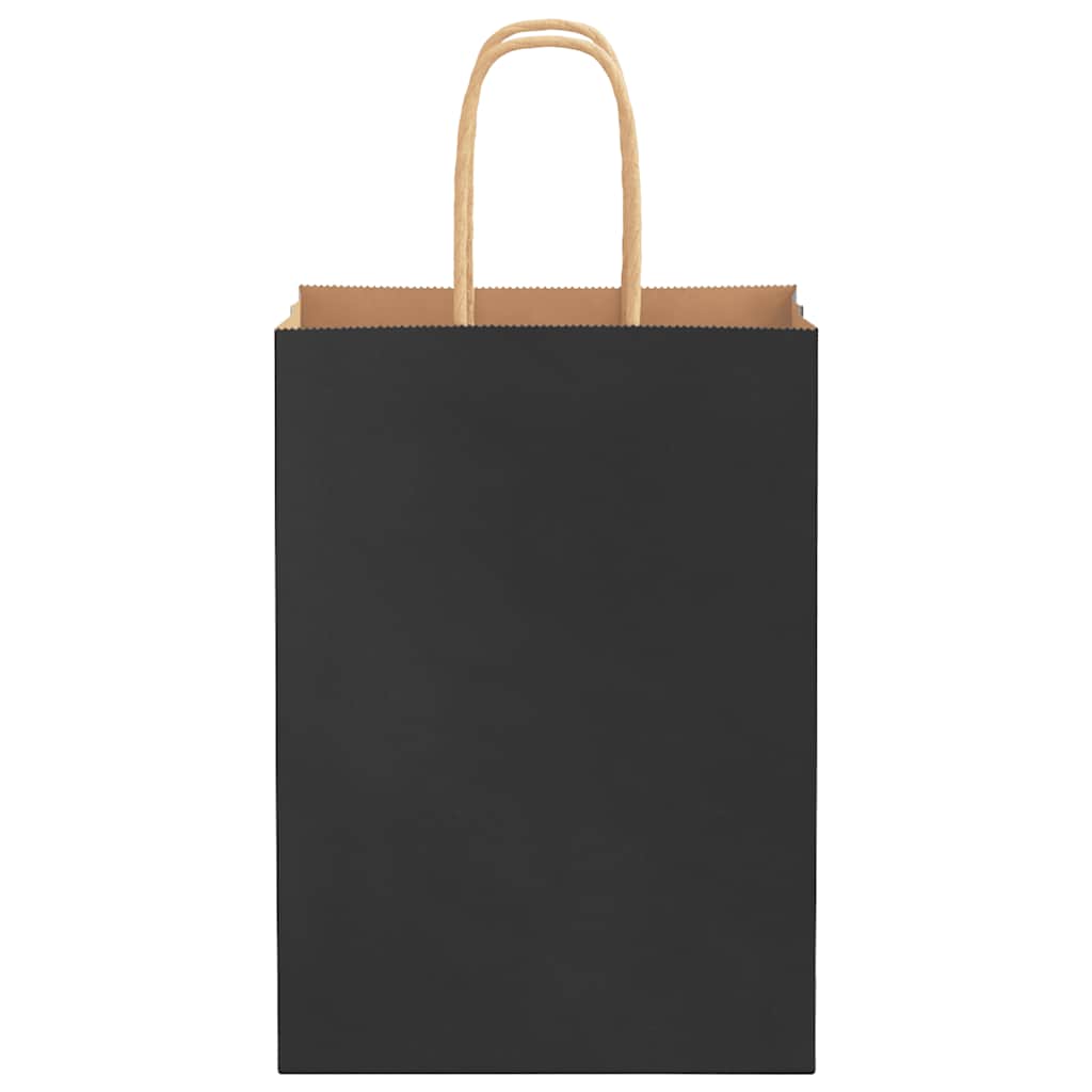 vidaXL Χάρτινες σακούλες 50 τεμάχια με χερούλια Μαύρο 15x8x21 εκ.