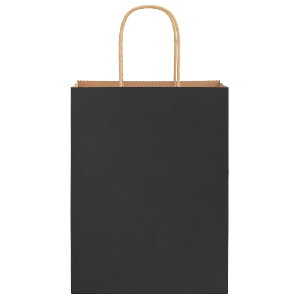 vidaXL Χάρτινες σακούλες 50 τεμάχια με χερούλια Μαύρο 21x11x28 εκ.