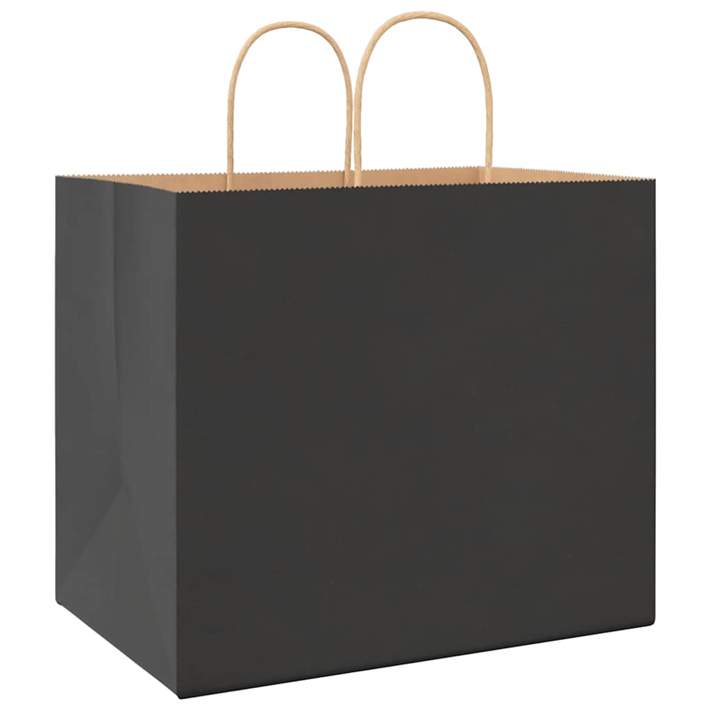 vidaXL Χάρτινες σακούλες 250 τεμάχια με χερούλια Μαύρο 32x22x28 εκ.