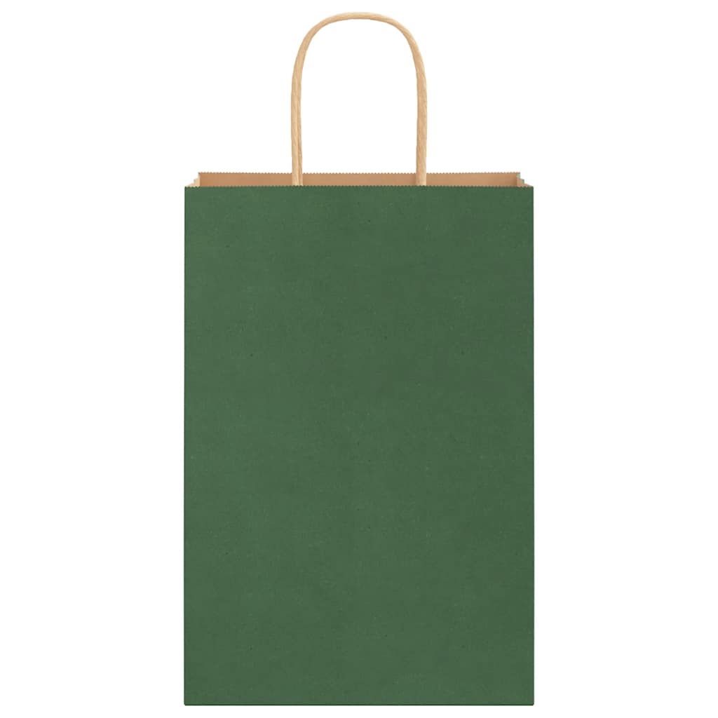 vidaXL Χάρτινες σακούλες 50 τεμάχια με χερούλια Πράσινο 21x11x31 εκ.