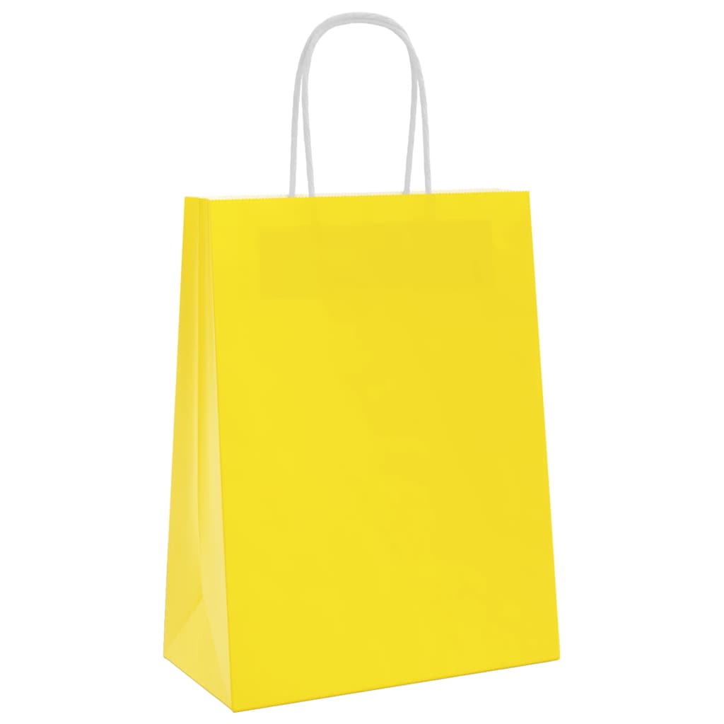 vidaXL Χάρτινες σακούλες 50 τεμάχια με χερούλια Κίτρινο 21x11x28 εκ.