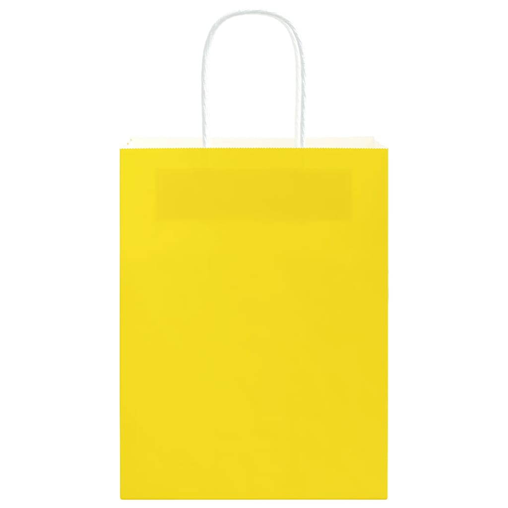 vidaXL Χάρτινες σακούλες 50 τεμάχια με χερούλια Κίτρινο 21x11x28 εκ.