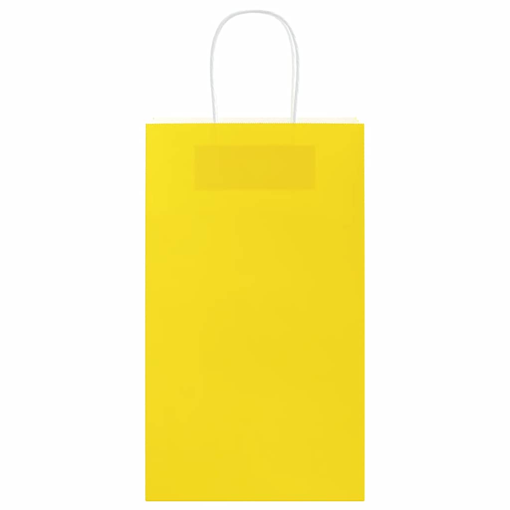 vidaXL Χάρτινες σακούλες 50 τεμάχια με χερούλια Κίτρινο 21x11x36 εκ.