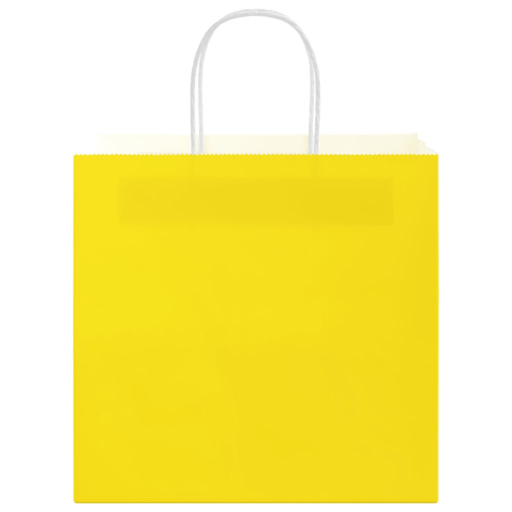 vidaXL Χάρτινες σακούλες 50 τεμάχια με χερούλια Κίτρινο 26x17x25 εκ.