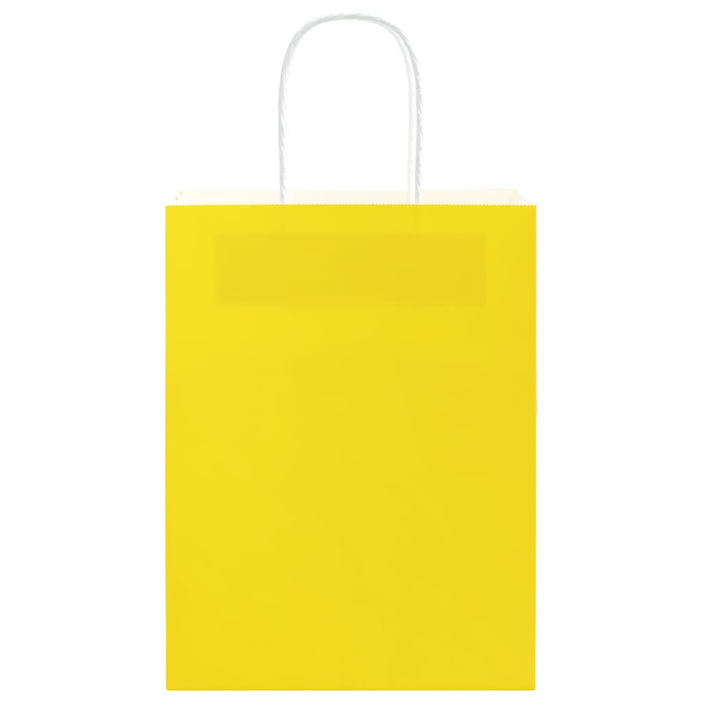 vidaXL Χάρτινες σακούλες 250 τεμάχια με χερούλια Κίτρινο 21x11x28 εκ.