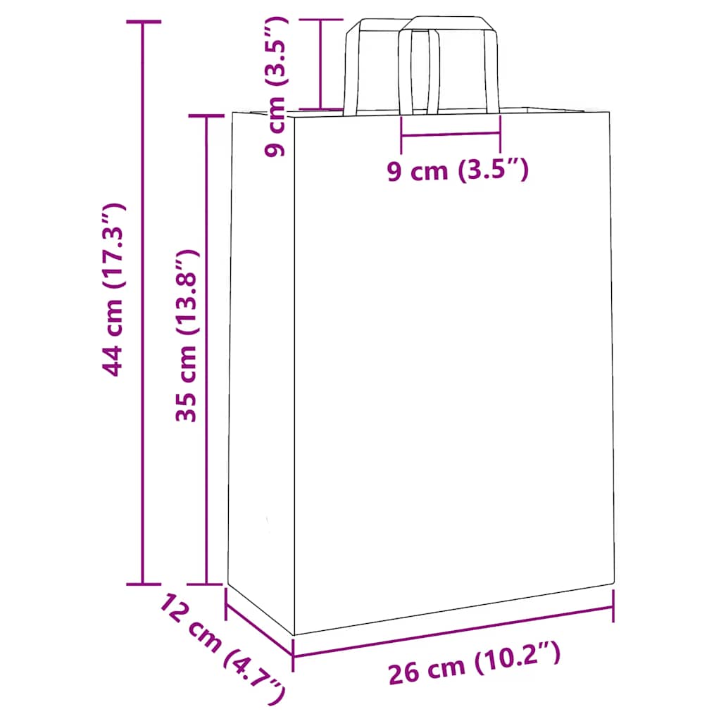 vidaXL Χάρτινες σακούλες 50 τεμάχια με χερούλια Λευκό 26x12x35 εκ.