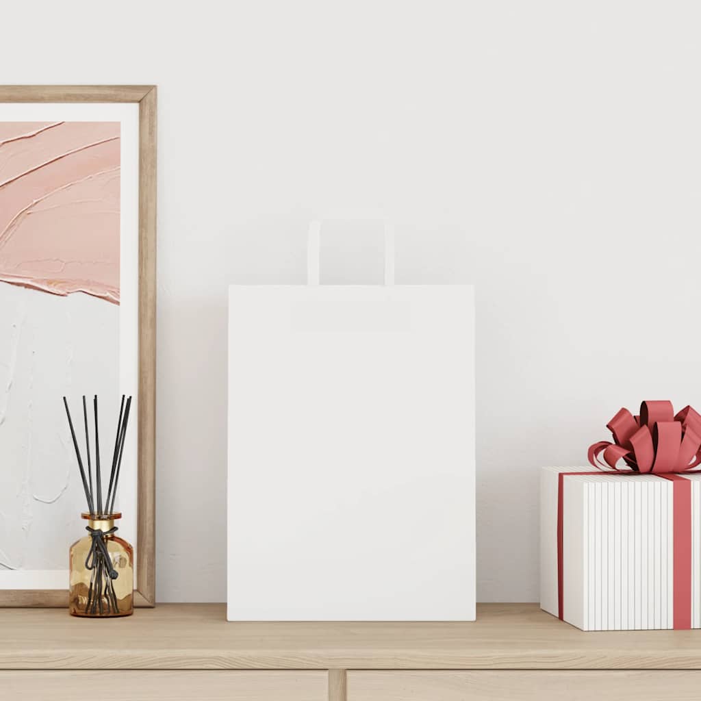 vidaXL Χάρτινες σακούλες 50 τεμάχια με χερούλια Λευκό 26x12x35 εκ.