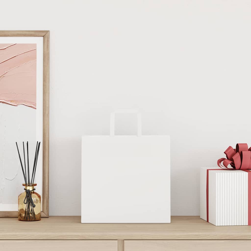 vidaXL Χάρτινες σακούλες 50 τεμάχια με χερούλια Λευκό 26x17x25 εκ.