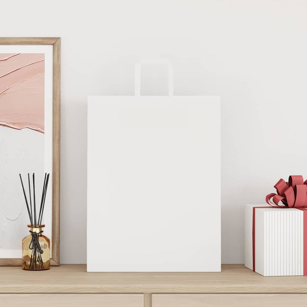 vidaXL Χάρτινες σακούλες 50 τεμάχια με χερούλια Λευκό 32x12x42 εκ.