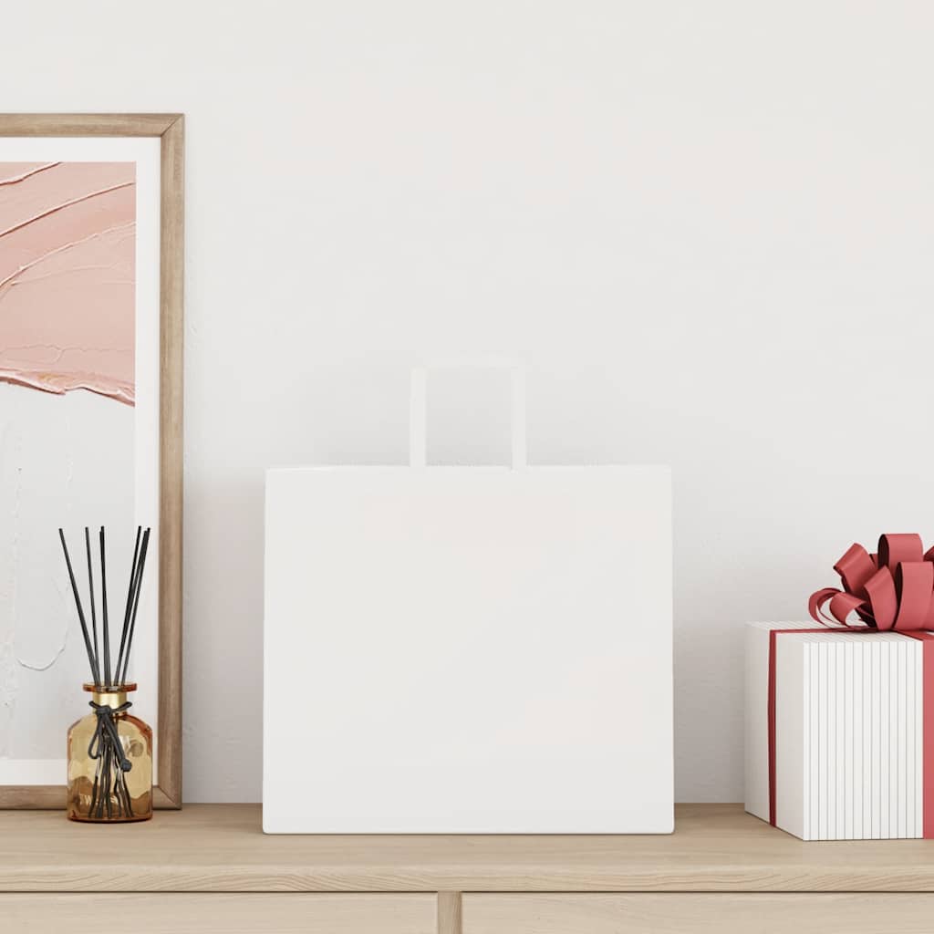 vidaXL Χάρτινες σακούλες 50 τεμάχια με χερούλια Λευκό 32x22x28 εκ.