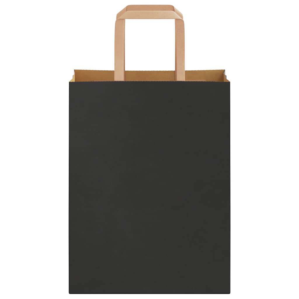 vidaXL Χάρτινες σακούλες 50 τεμάχια με χερούλια Μαύρο 21x11x28 εκ.