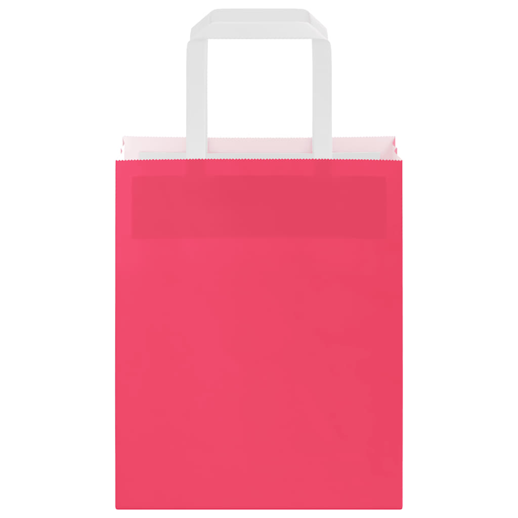 vidaXL Χάρτινες σακούλες 250 τεμάχια με χερούλια Ροζ 18x8x22 εκ.