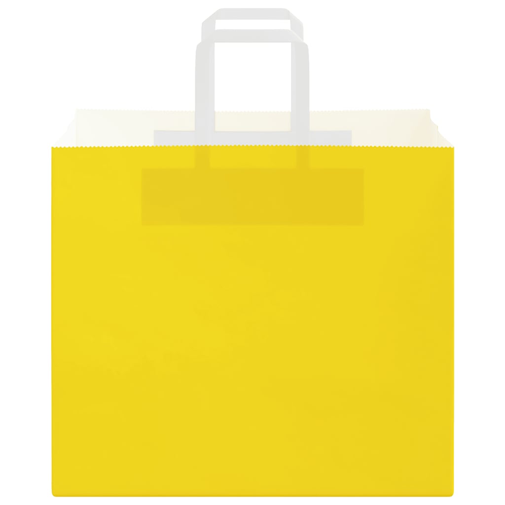 vidaXL Χάρτινες σακούλες 50 τεμάχια με χερούλια Κίτρινο 32x22x28 εκ.