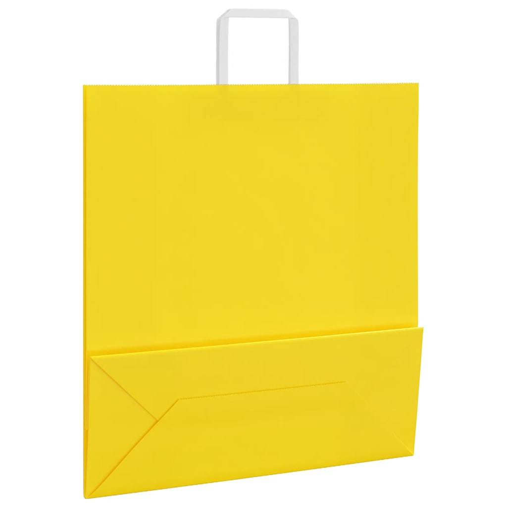 vidaXL Χάρτινες σακούλες 50 τεμάχια με χερούλια Κίτρινο 45x17x48 εκ.