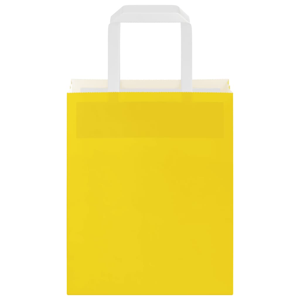 vidaXL Χάρτινες σακούλες 250 τεμάχια με χερούλια Κίτρινο 18x8x22 εκ.
