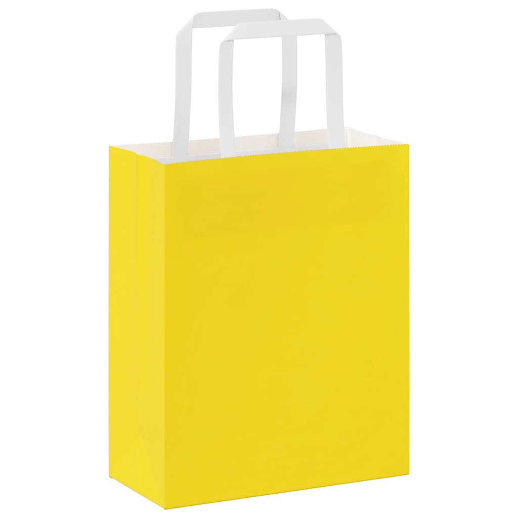vidaXL Χάρτινες σακούλες 250 τεμάχια με χερούλια Κίτρινο 18x8x22 εκ.