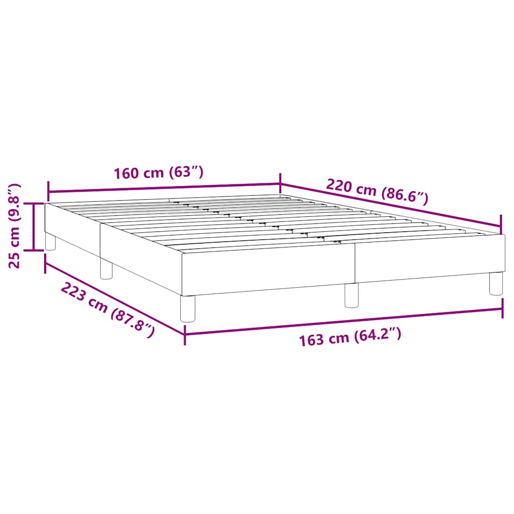 vidaXL Box Spring Κρεβάτι χωρίς στρώμα Σκούρο γκρι 160x220cm Βελούδινο