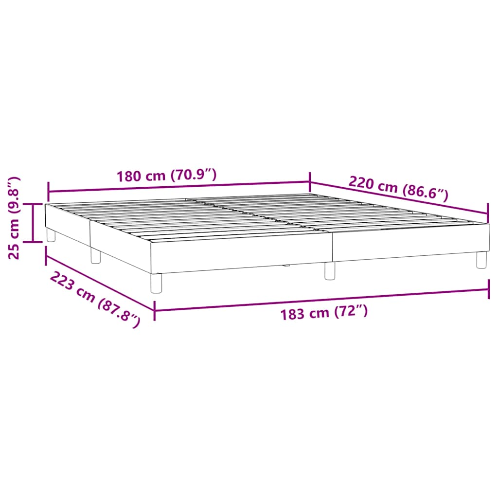 vidaXL Box Spring Κρεβάτι χωρίς στρώμα Σκούρο γκρι 180x220 cm Velvet