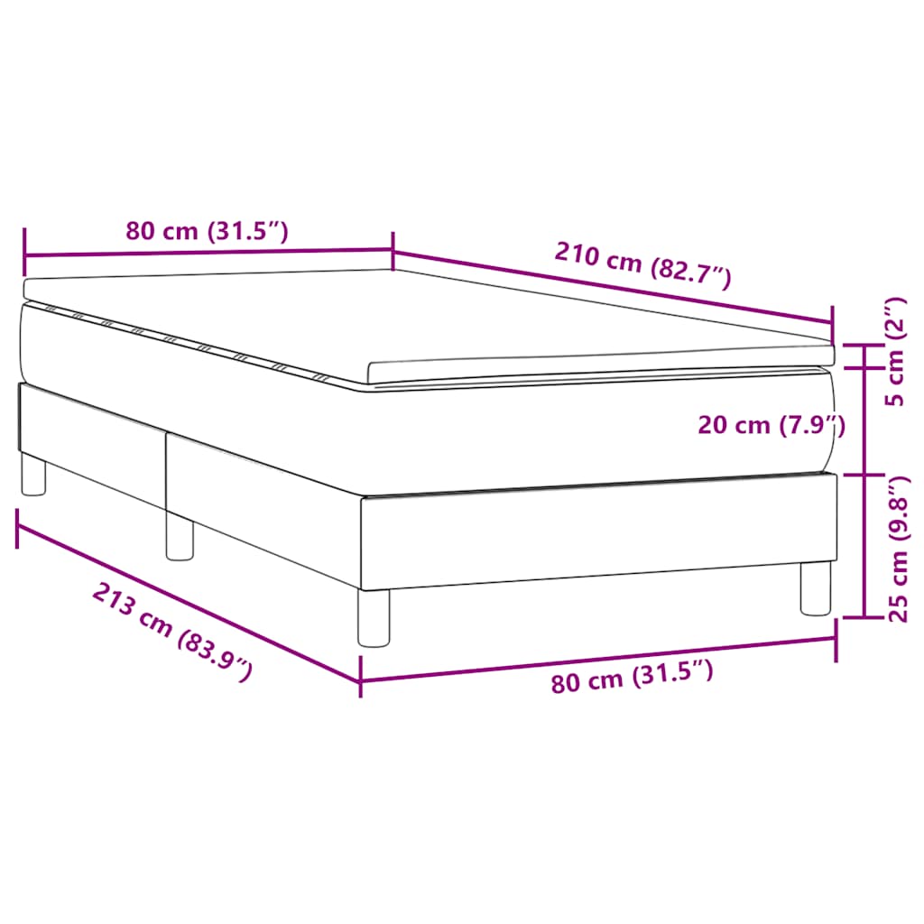 vidaXL Box Spring κρεβάτι με στρώμα σκούρο μπλε 80x210 εκ. Βελούδινο