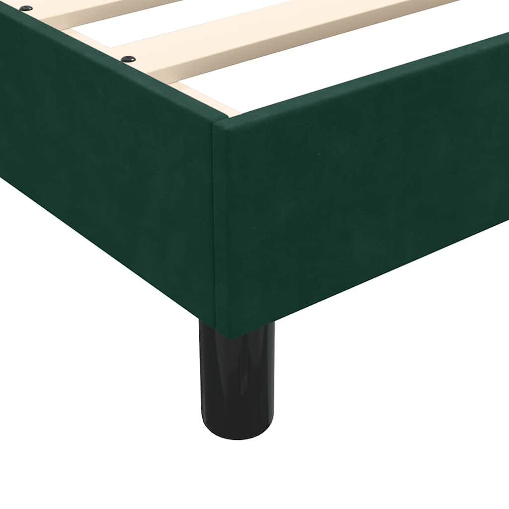 vidaXL Κρεβάτι Boxspring με Στρώμα & LED σκούρο πράσινο 80x220εκ. Βελούδινο