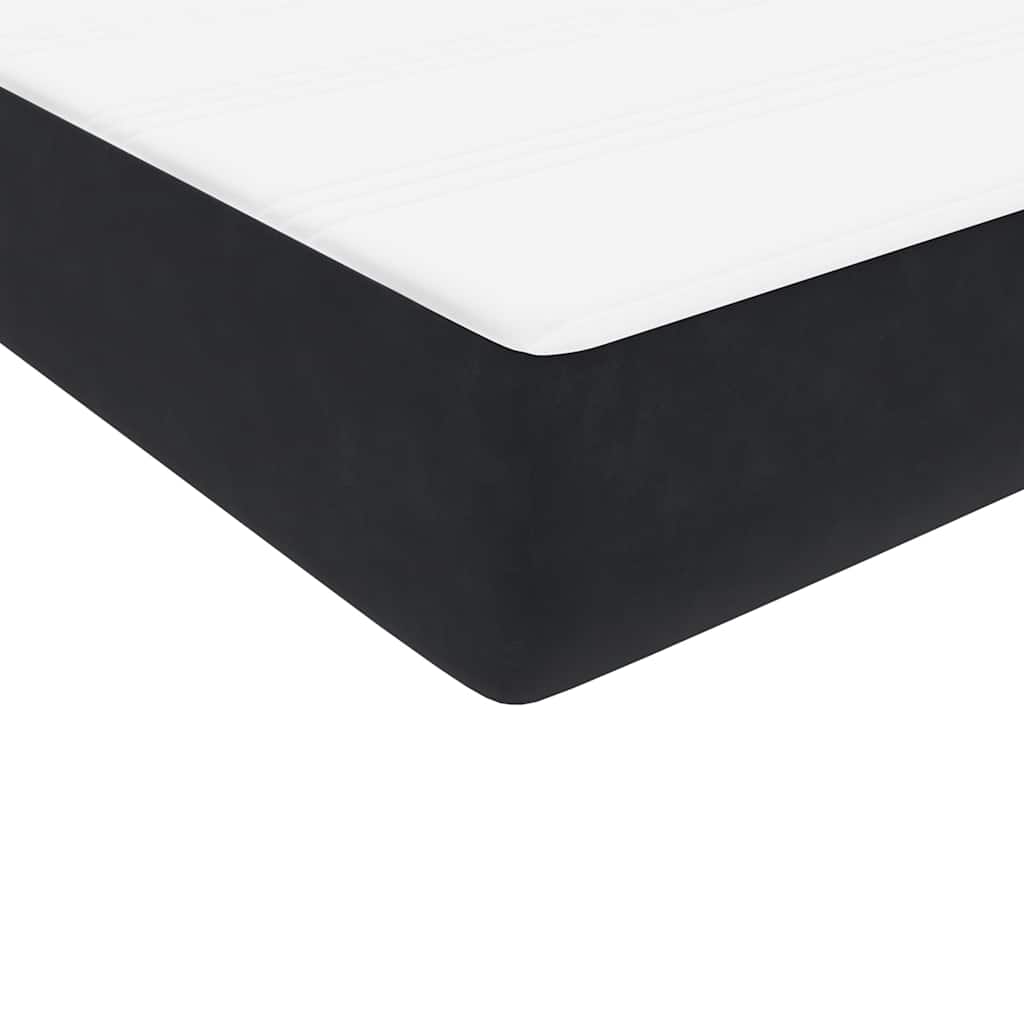 vidaXL Κρεβάτι Boxspring με Στρώμα & LED Μαύρο 90x210 εκ. Βελούδινο