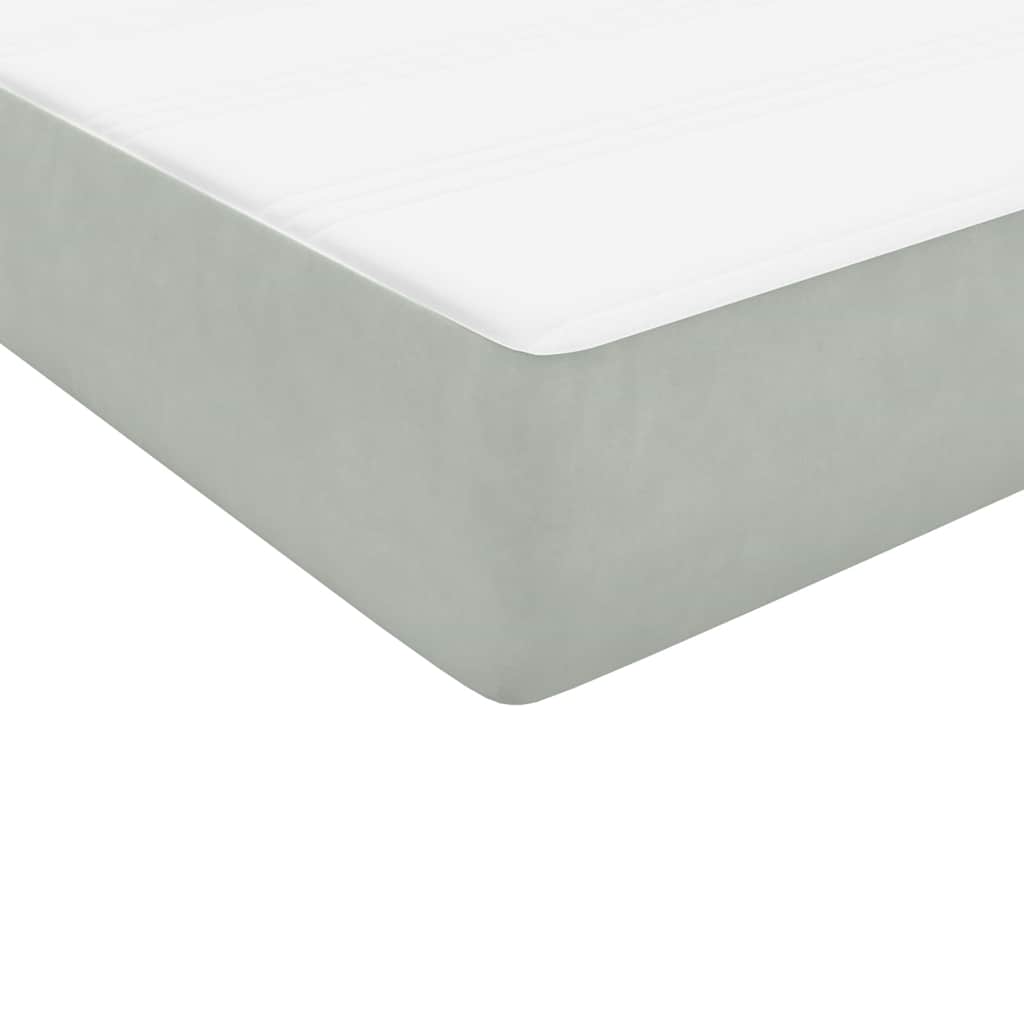 vidaXL Κρεβάτι Boxspring με Στρώμα & LED ανοιχτό γκρι 80x220 cm Βελούδινο