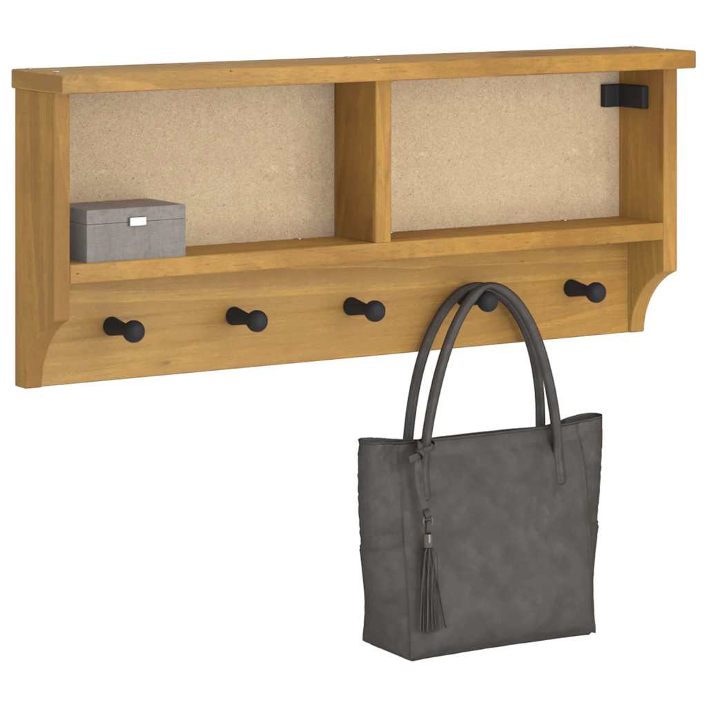 vidaXL Επίτοιχη κρεμάστρα παλτών SANDNES 87x12x35 εκ. Πεύκο μασίφ ξύλο