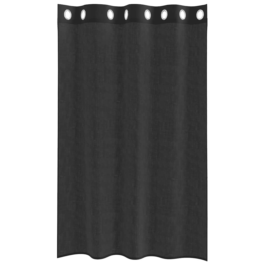 vidaXL Κουρτίνες Voile με ροδέλες 2 τεμάχια Μαύρο 140x175 εκ.