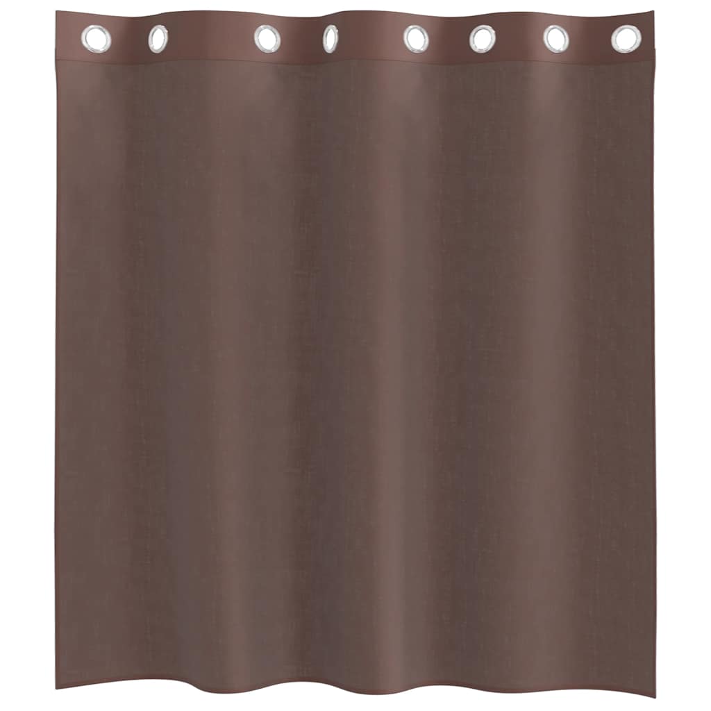 vidaXL Κουρτίνες Voile με ροδέλες 2 τεμάχια Καφέ 140x140 εκ.