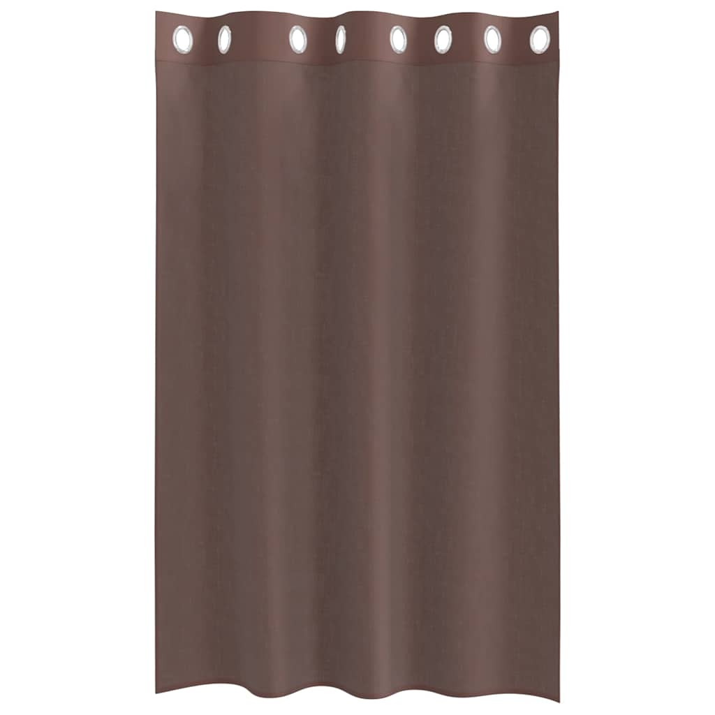 vidaXL Κουρτίνες Voile με ροδέλες 2 τεμάχια Καφέ 140x175 εκ.