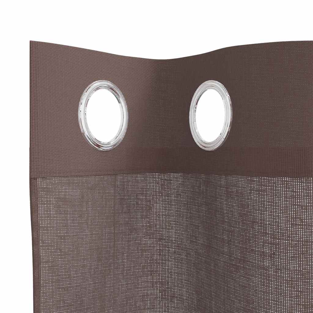 vidaXL Κουρτίνες Voile με ροδέλες 2 τεμάχια Καφέ 140x175 εκ.