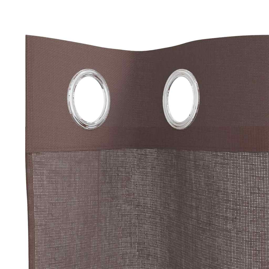 vidaXL Κουρτίνες Voile με ροδέλες 2 τεμάχια Καφέ 140x225 εκ.