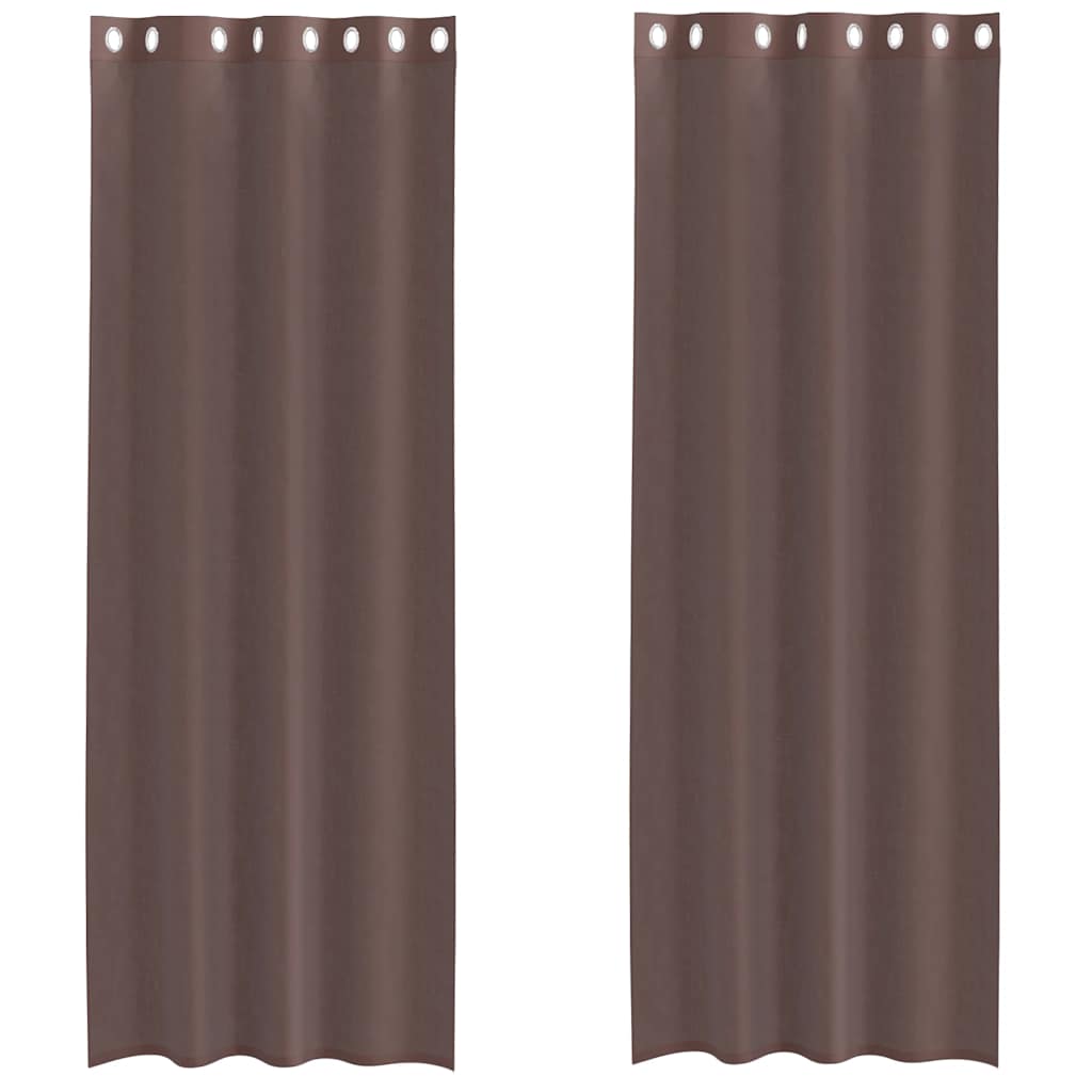 vidaXL Κουρτίνες Voile με ροδέλες 2 τεμάχια Καφέ 140x260 εκ.