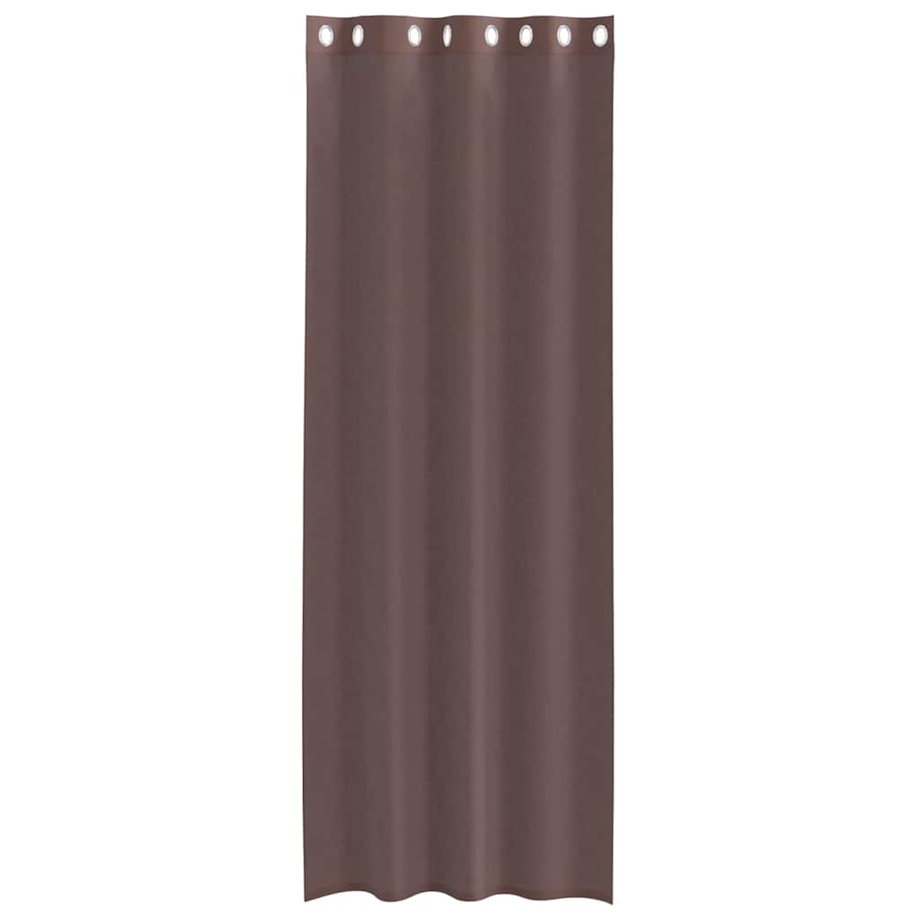 vidaXL Κουρτίνες Voile με ροδέλες 2 τεμάχια Καφέ 140x260 εκ.
