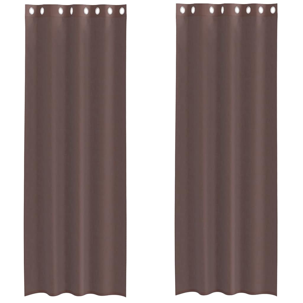 vidaXL Κουρτίνες Voile με ροδέλες 2 τεμάχια Καφέ 140x300 εκ.