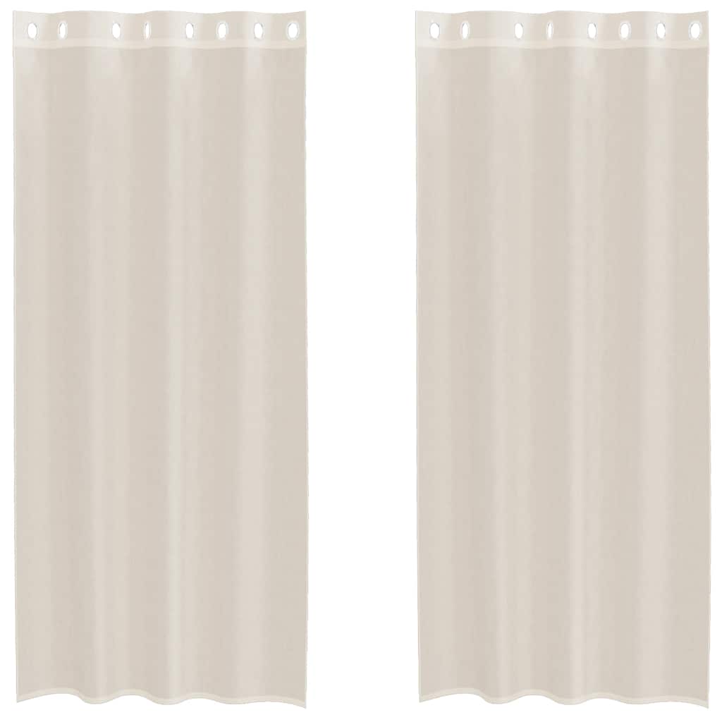 vidaXL Κουρτίνες Voile με ροδέλες 2 τεμάχια Κρεμ 140x225 εκ.