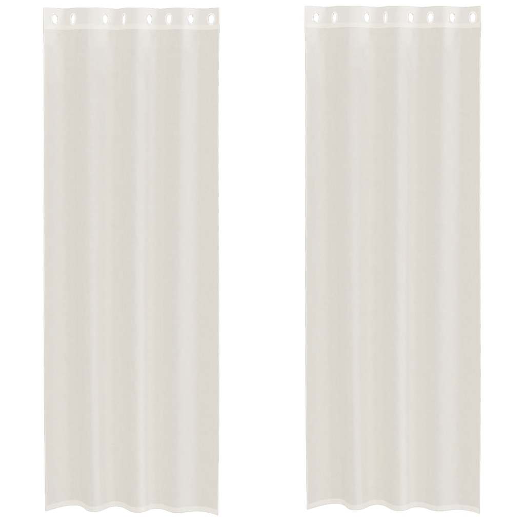 vidaXL Κουρτίνες Voile με ροδέλες 2 τεμάχια Κρεμ 140x260 εκ.