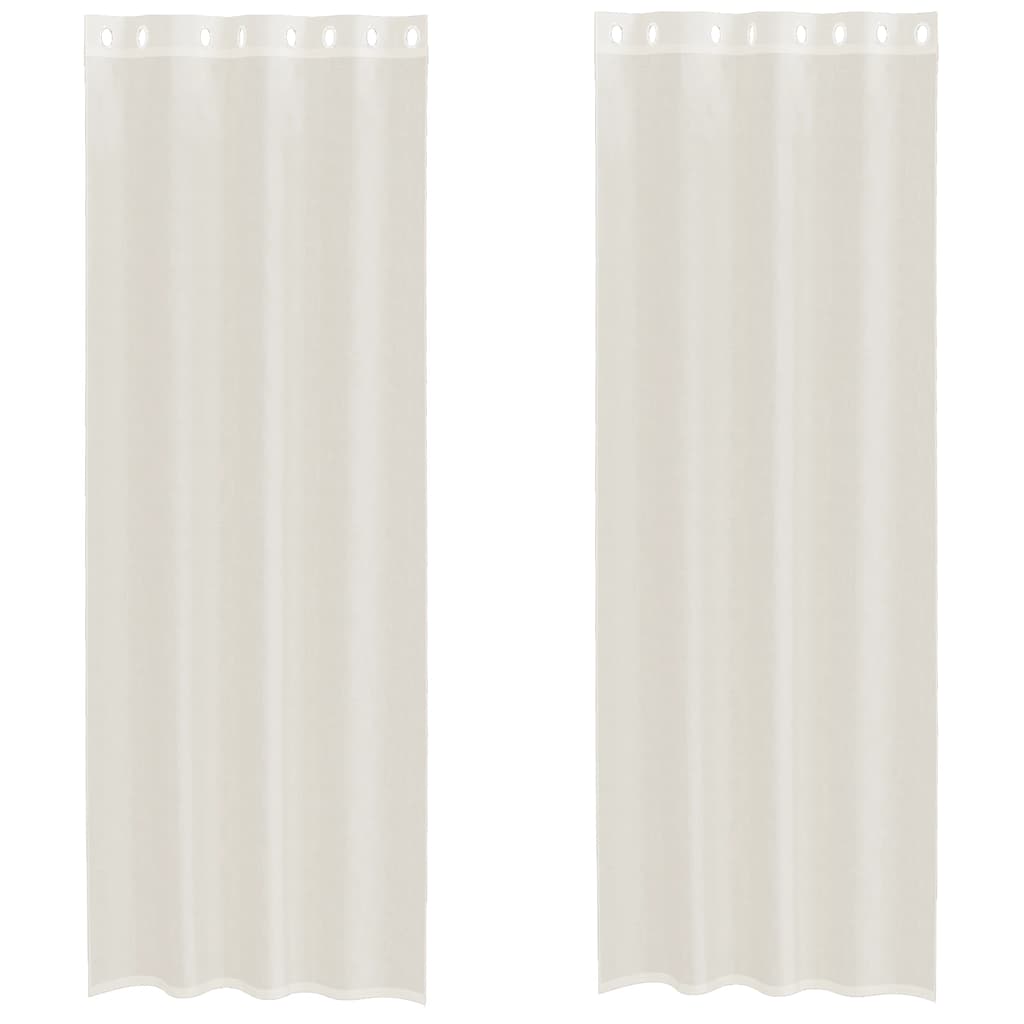 vidaXL Κουρτίνες Voile με ροδέλες 2 τεμάχια Κρεμ 140x300 εκ.
