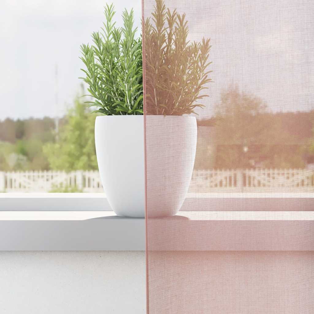 vidaXL Κουρτίνες Voile με ροδέλες 2 τεμάχια Ροζ 140x300 εκ.
