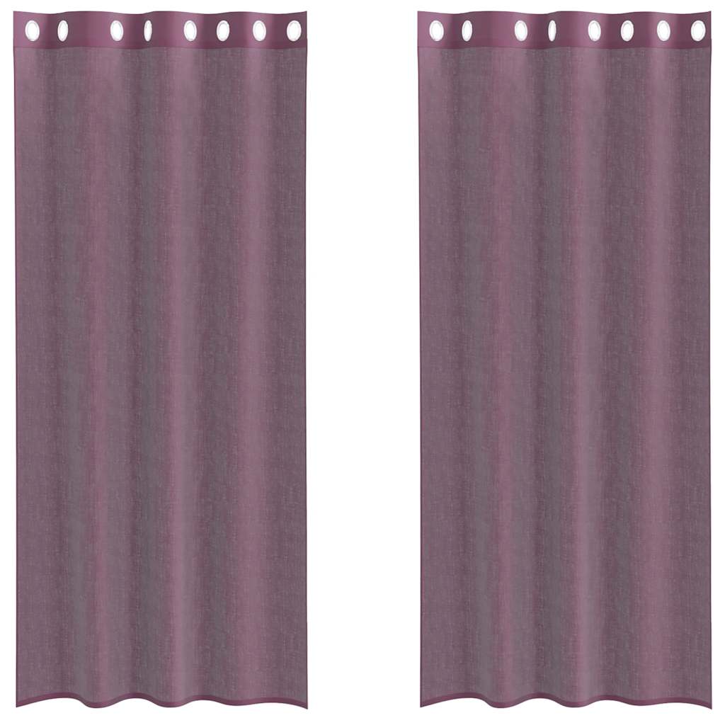 vidaXL Κουρτίνες Voile με ροδέλες 2 τεμάχια Μοβ 140x225 εκ.