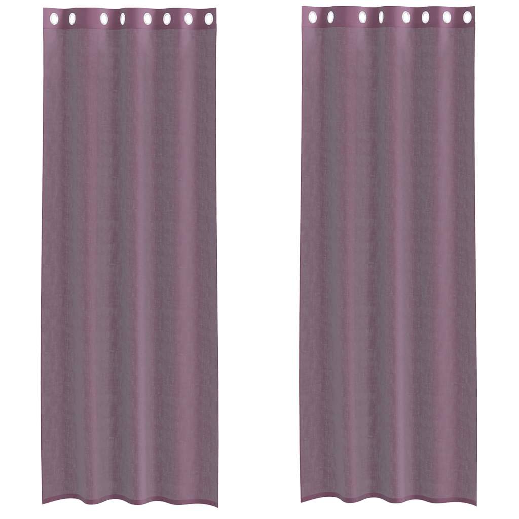 vidaXL Κουρτίνες Voile με ροδέλες 2 τεμάχια Μοβ 140x260 εκ.