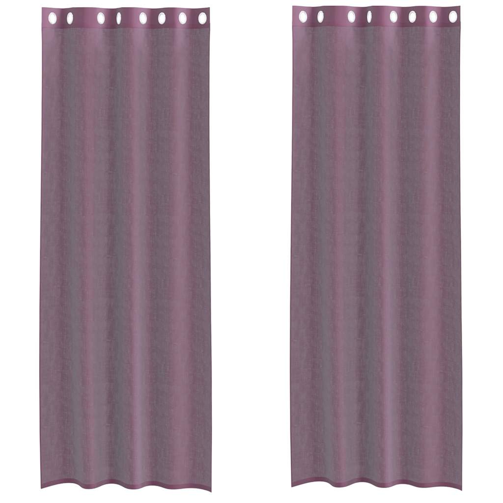vidaXL Κουρτίνες Voile με ροδέλες 2 τεμάχια Μοβ 140x300 εκ.