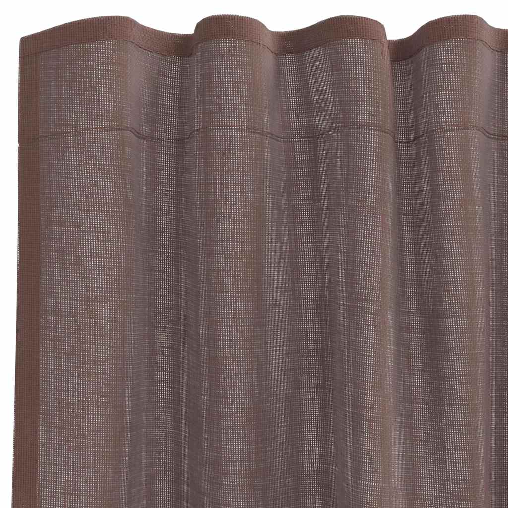 vidaXL Κουρτίνες Voile με τσέπες ράβδου 2 τεμάχια Καφέ