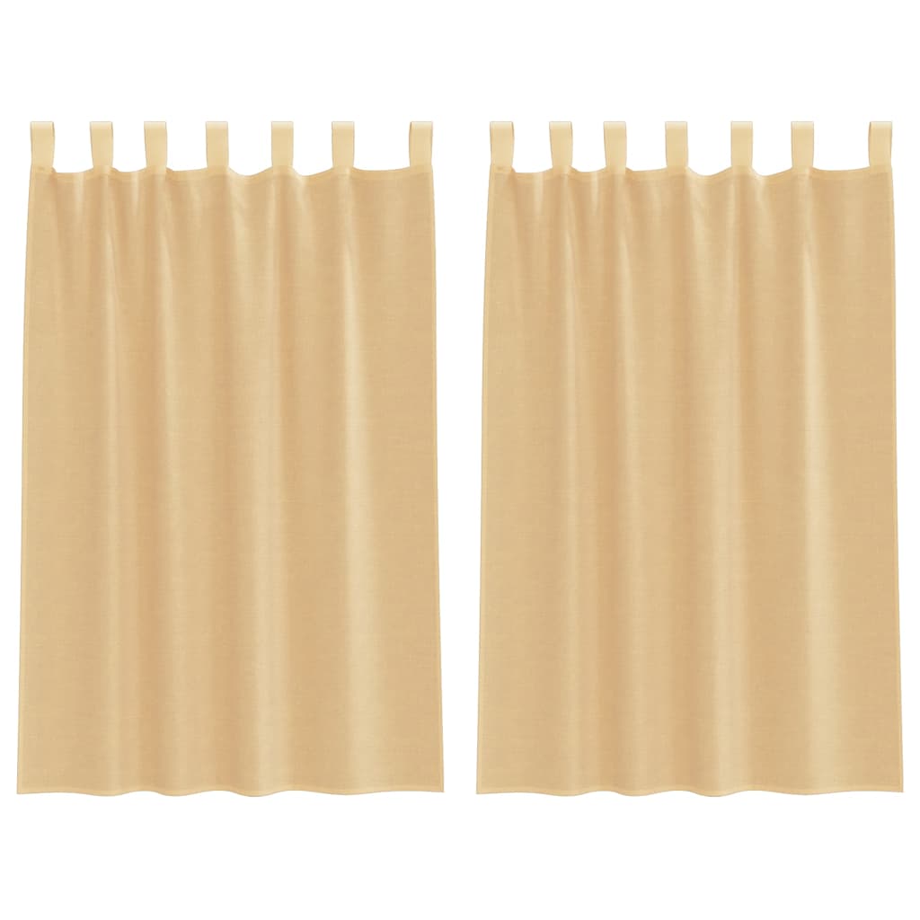 vidaXL Κουρτίνες Voile με βρόχους 2 τεμάχια Άμμος 140x175 cm