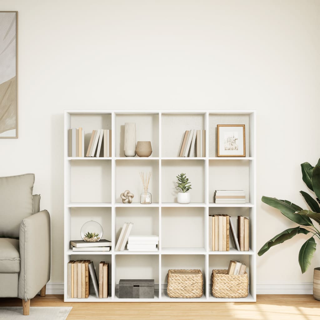 vidaXL Βιβλιοθήκη Λευκή 137,5x29x137,5 εκ. από Επεξεργασμένο Ξύλο
